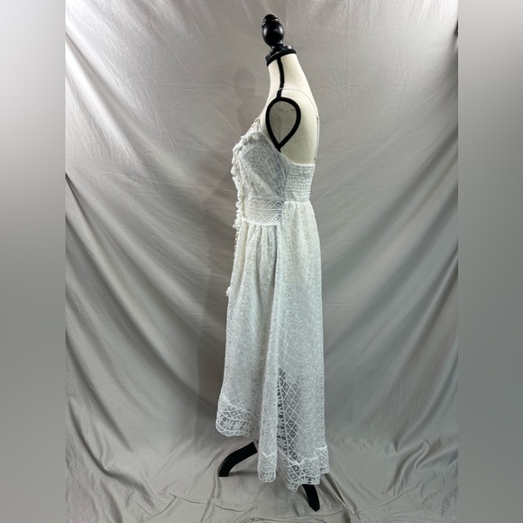 White  Boho Guipure Lace Insert Tassel Detail Cami Dress - Picture 9 of 10